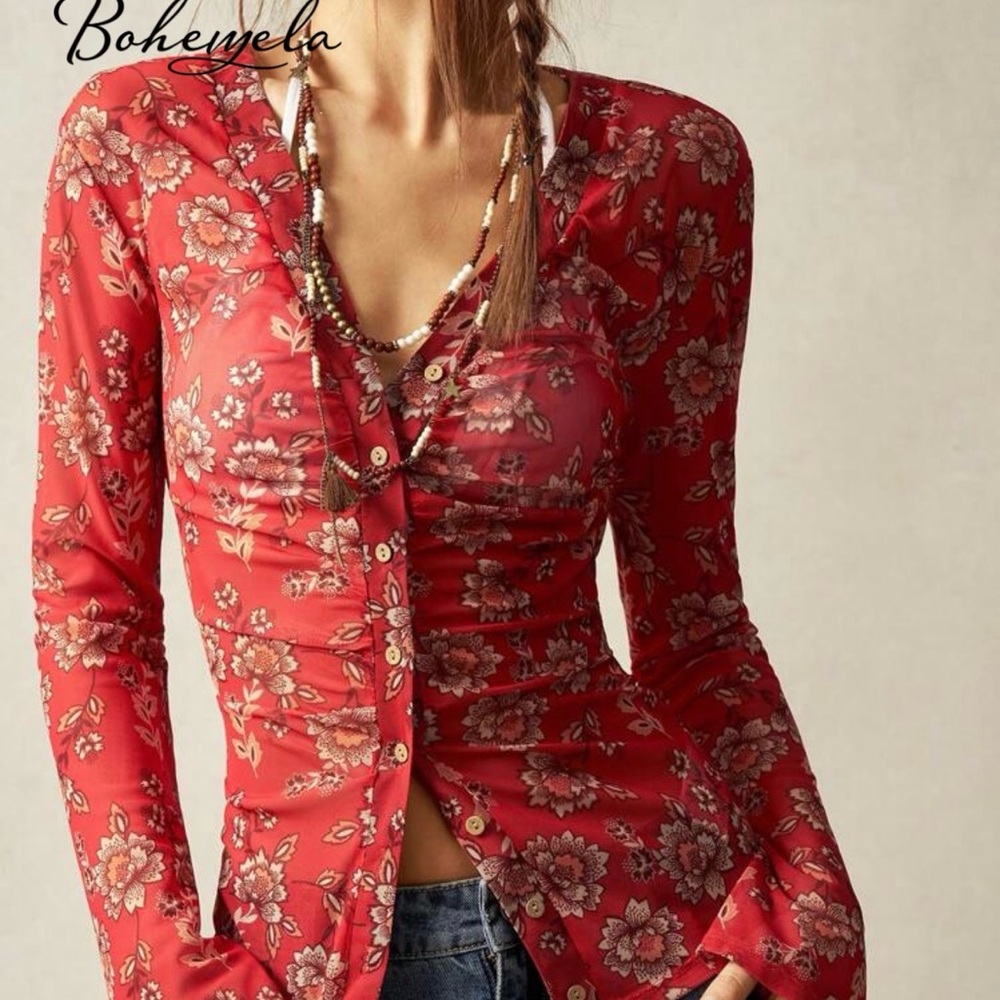 Orange Floral Women's Top